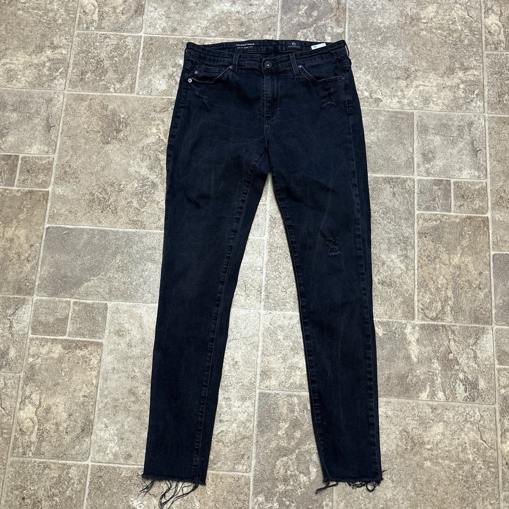 AG Adriano Goldschmied 'The Middi Ankle' Black Mid-Rise Jeans 28R Casual Chic